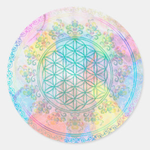 Flower of Life / Blume des Lebens - Love Hearts Classic Round Sticker