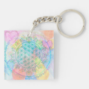 Flower of Life / Blume des Lebens - Love Hearts Key Ring