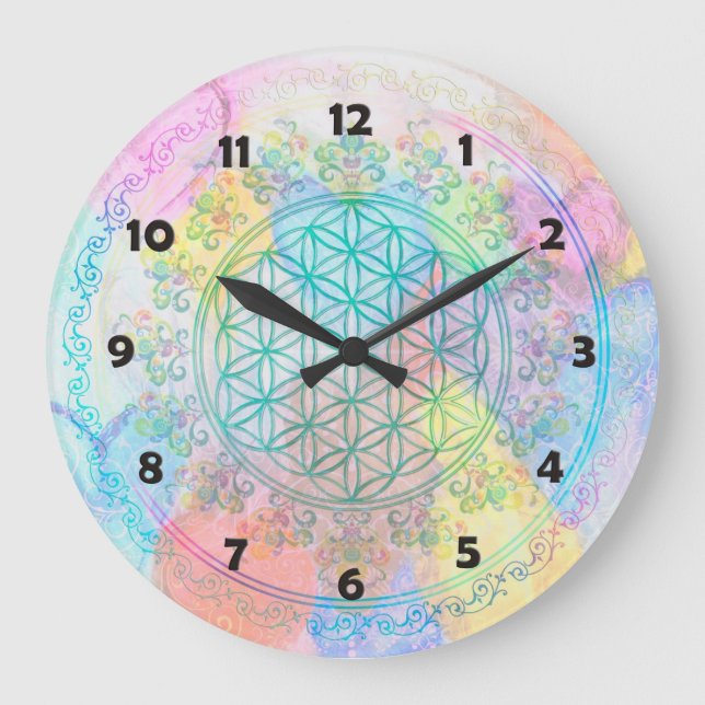 Flower of Life / Blume des Lebens - Love Hearts Large Clock (Front)