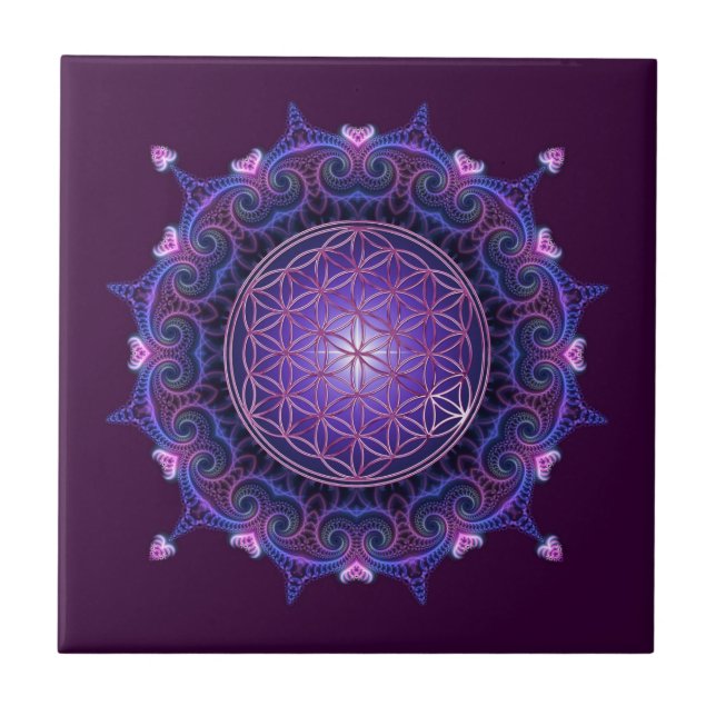 FLOWER OF LIFE / Blume des Lebens - Mandala I Ceramic Tile (Front)