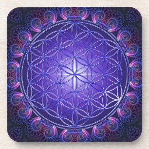 FLOWER OF LIFE / Blume des Lebens Mandala I Square Coaster
