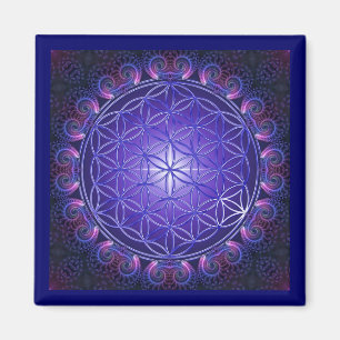 FLOWER OF LIFE / Blume des Lebens Mandala I Square Magnet