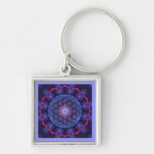 FLOWER OF LIFE/Blume des Lebens Mandala II Square Key Ring
