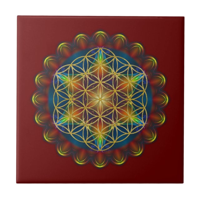 FLOWER OF LIFE / Blume des Lebens - Mandala III Ceramic Tile (Front)
