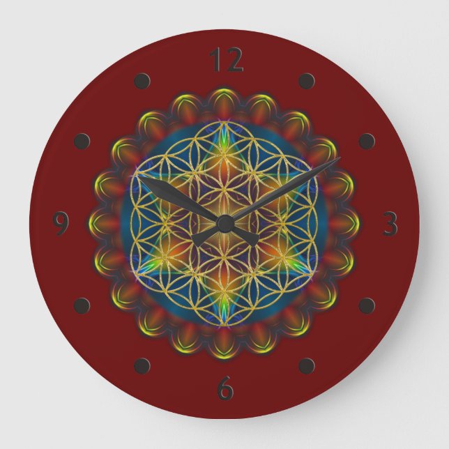 FLOWER OF LIFE / Blume des Lebens - Mandala III Large Clock (Front)
