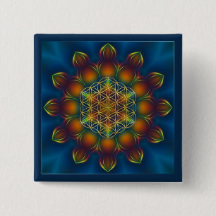 FLOWER OF LIFE/Blume des Lebens Mandala III Square 15 Cm Square Badge