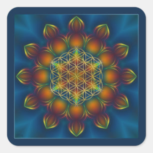 FLOWER OF LIFE/Blume des Lebens Mandala III Square Square Sticker