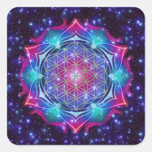 FLOWER OF LIFE/Blume des Lebens Mandala IV Square Sticker