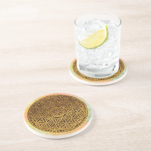 Flower Of Life / Blume des Lebens - medal gold Coaster