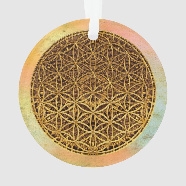 Flower Of Life / Blume des Lebens - medal gold Ornament (Back)