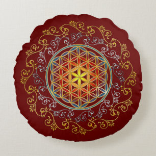 Flower Of Life / Blume des Lebens - Ornament GOLD Round Cushion