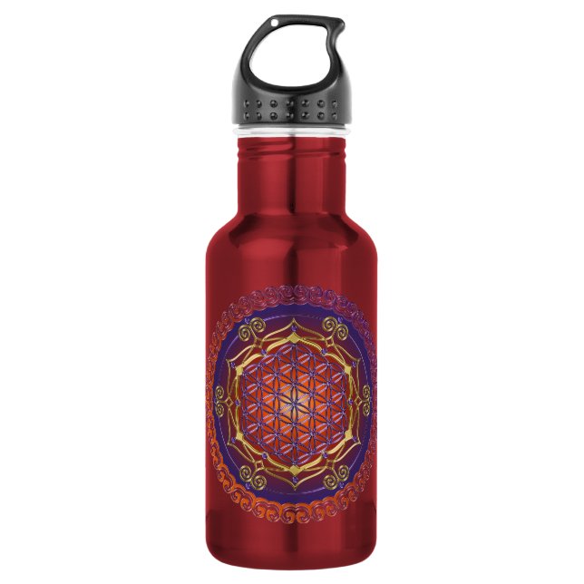 FLOWER OF LIFE / Blume des Lebens - Ornament I 532 Ml Water Bottle (Front)