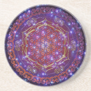FLOWER OF LIFE/Blume des Lebens Ornament I Square Coaster