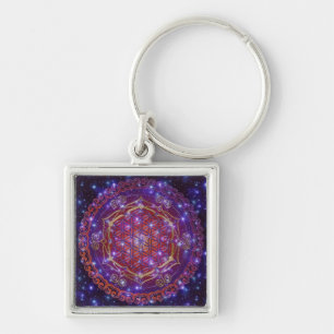 FLOWER OF LIFE/Blume des Lebens Ornament I Square Key Ring