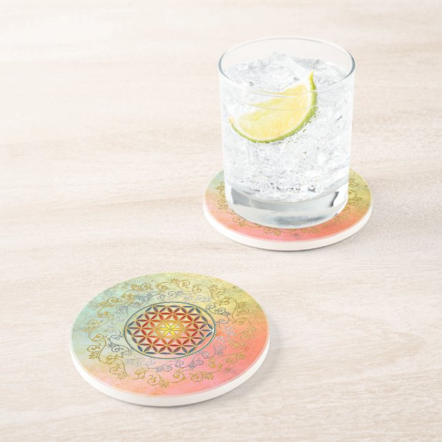 Flower of Life / Blume des Lebens - Ornament IV BG Coaster (Side)