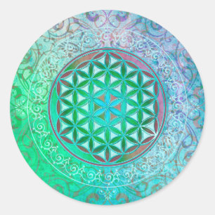Flower Of Life / Blume des Lebens - Ornament IV Classic Round Sticker