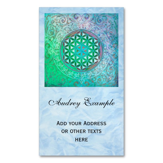 Flower Of Life / Blume des Lebens - Ornament IV Magnetic Business Card (Front Vertical)