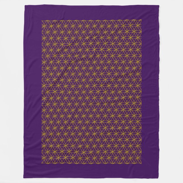 Flower of Life / Blume des Lebens - pattern gold Fleece Blanket (Front)