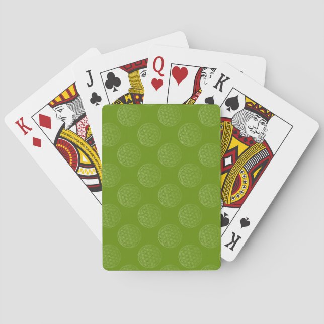 Flower Of Life / Blume des Lebens - pattern green Playing Cards (Back)