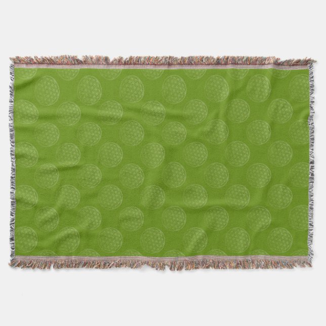 Flower of Life / Blume des Lebens - pattern green Throw Blanket (Front)