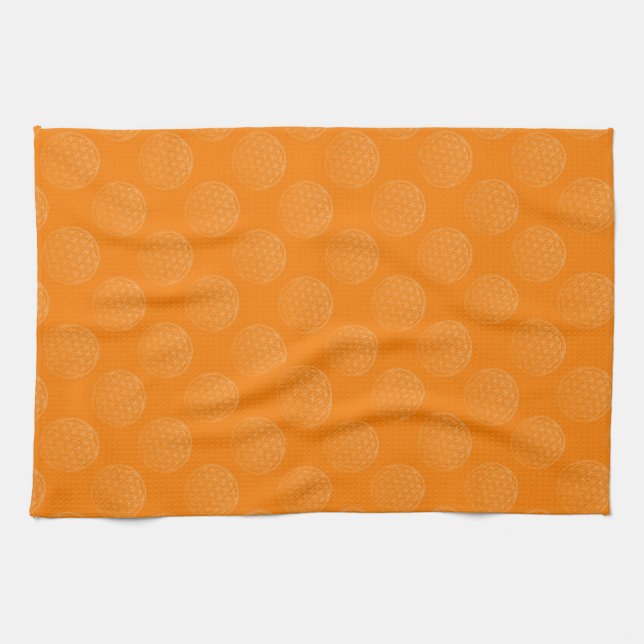 Flower Of Life / Blume des Lebens - pattern orange Tea Towel (Horizontal)