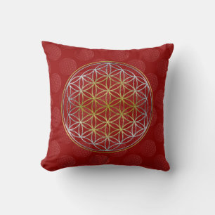 Flower Of Life / Blume des Lebens - pattern red Cushion