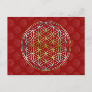 Flower Of Life / Blume des Lebens - pattern red Postcard