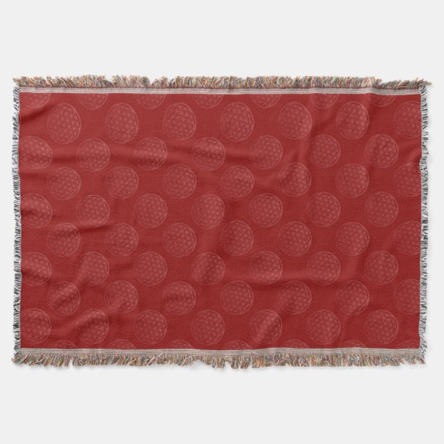 Flower of Life / Blume des Lebens - pattern red Throw Blanket (Front)