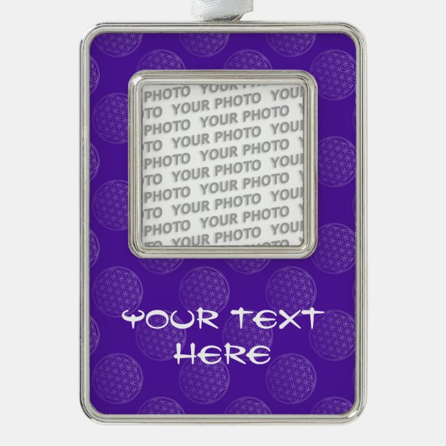Flower of Life / Blume des Lebens - pattern violet Silver Plated Framed Ornament (Front)
