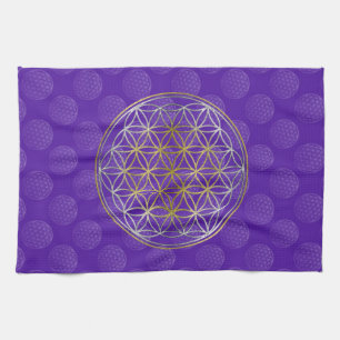 Flower Of Life / Blume des Lebens - pattern violet Tea Towel