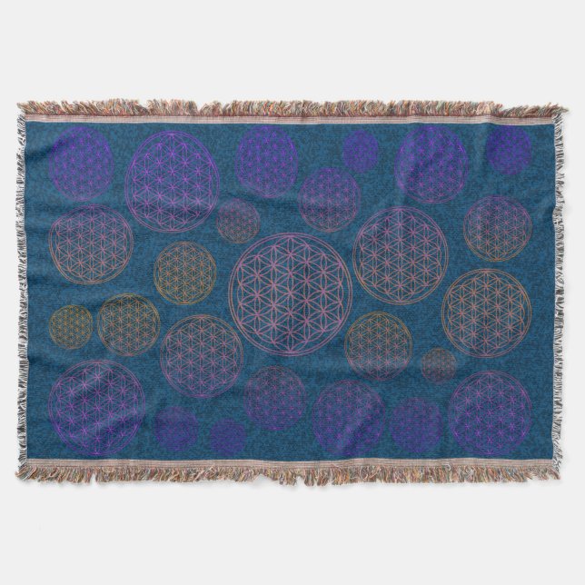 Flower of Life / Blume des Lebens - pattern violet Throw Blanket (Front)