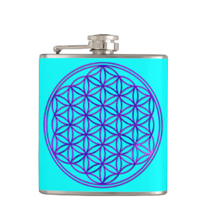 Flower of Life / Blume des Lebens - pink blue Hip Flask