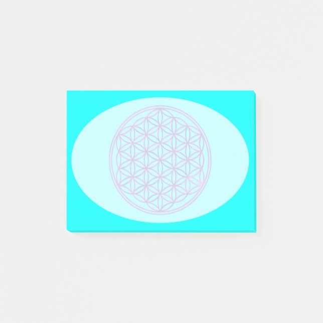 Flower of Life / Blume des Lebens - pink blue Post-it Notes (Front)
