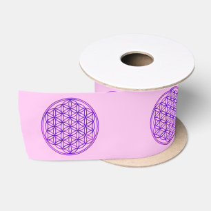 Flower Of Life / Blume des Lebens - pink blue Satin Ribbon