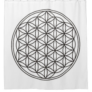 Flower Of Life / Blume des Lebens - plain black Shower Curtain