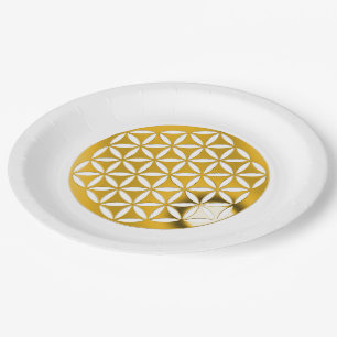 Flower Of Life / Blume des Lebens - punched GOLD Paper Plate