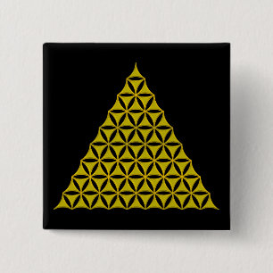 Flower Of Life / Blume des Lebens - pyramid gold 15 Cm Square Badge