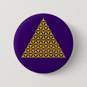 Flower Of Life / Blume des Lebens - pyramid gold 6 Cm Round Badge