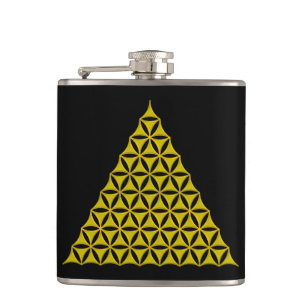 Flower Of Life / Blume des Lebens - pyramid gold Hip Flask