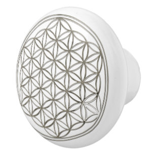 Flower Of Life / Blume des Lebens - silver Ceramic Knob
