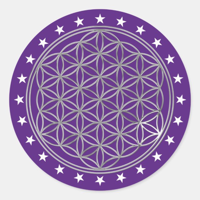 Flower Of Life / Blume des Lebens - silver Classic Round Sticker (Front)