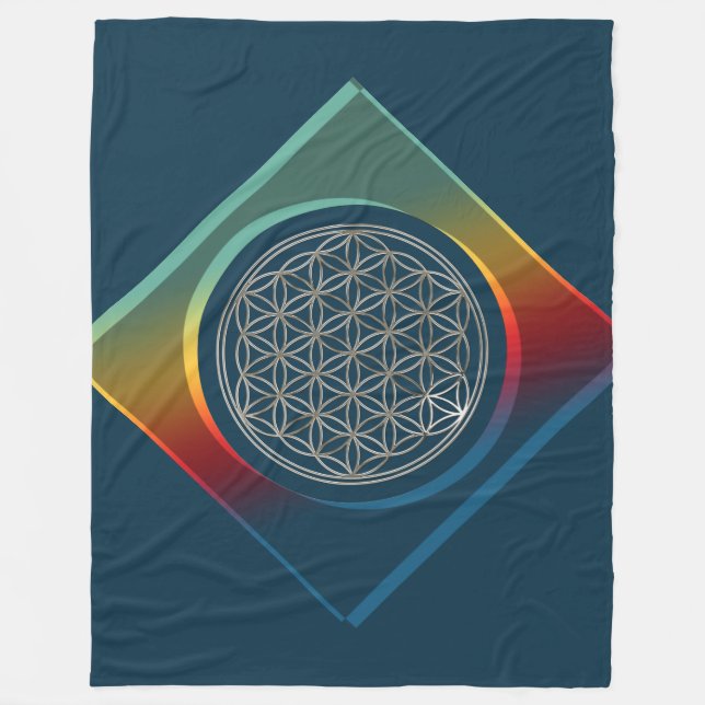 Flower Of Life / Blume des Lebens - SILVER Fleece Blanket (Front)