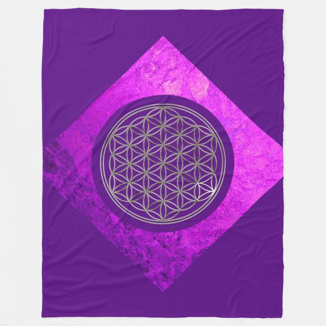 Flower Of Life / Blume des Lebens - SILVER Fleece Blanket (Front)