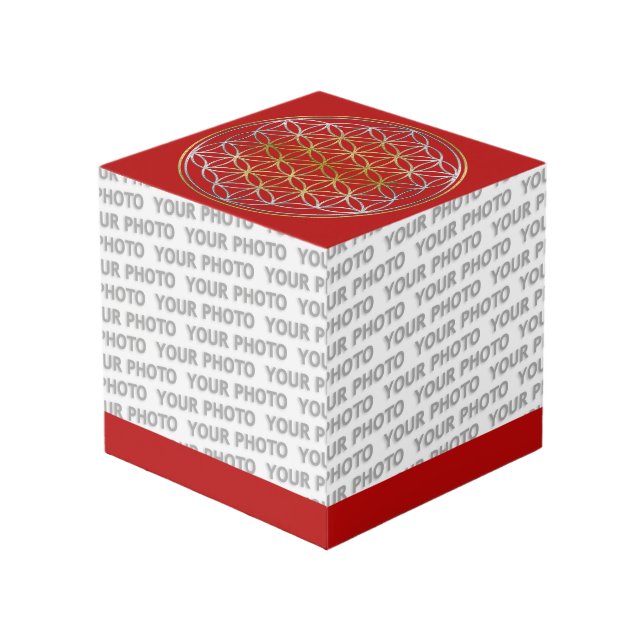 Flower Of Life / Blume des Lebens - silver gold Cube (Front Angled)