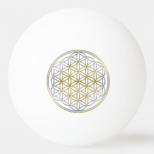 Flower Of Life / Blume des Lebens - silver gold Ping Pong Ball