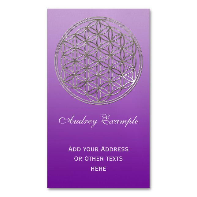 Flower Of Life / Blume des Lebens - silver Magnetic Business Card (Front Vertical)