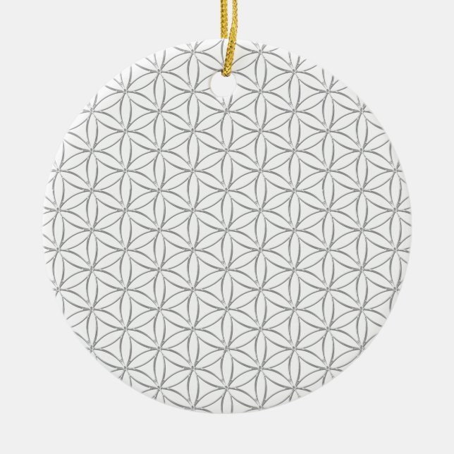 Flower of Life / Blume des Lebens - silver pattern Ceramic Ornament (Front)