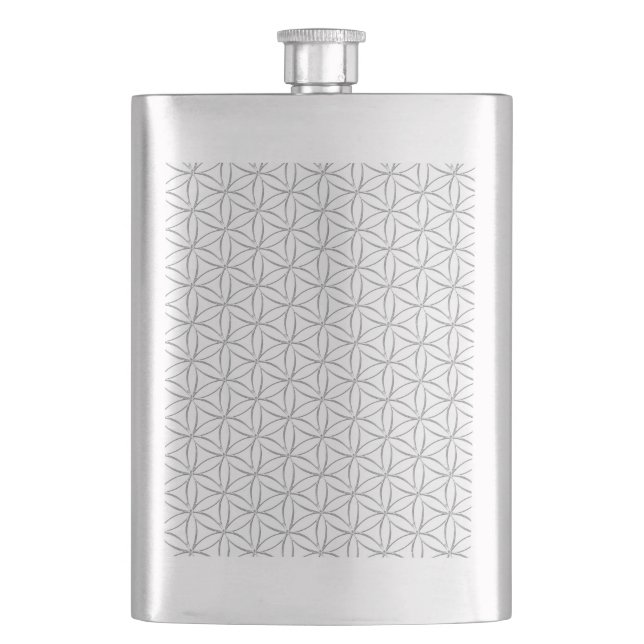 Flower of Life / Blume des Lebens - silver pattern Hip Flask (Front)