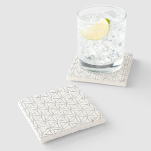 Flower of Life / Blume des Lebens - silver pattern Stone Coaster