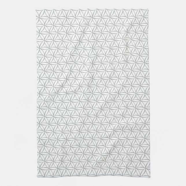 Flower of Life / Blume des Lebens - silver pattern Tea Towel (Vertical)
